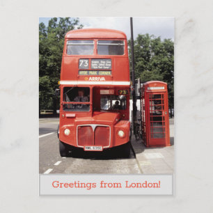 Carte Postale Bus et boîte téléphonique Londres 1998