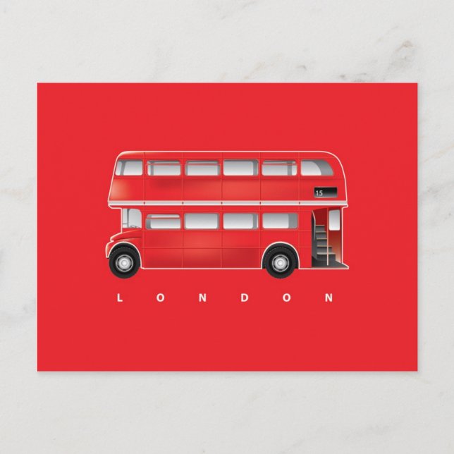 Carte Postale Bus rouge de Londres - double pont (Devant)