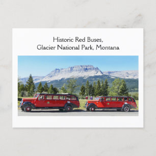 Carte Postale Bus rouges, Parc national des Glaciers, Montana