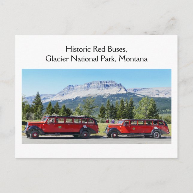 Carte Postale Bus rouges, Parc national des Glaciers, Montana (Devant)