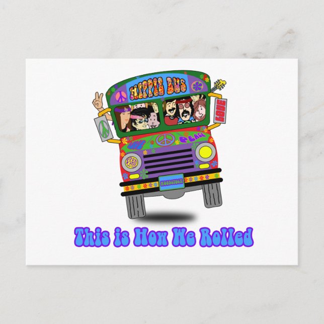 Carte Postale Bus scolaire Hippie (Devant)
