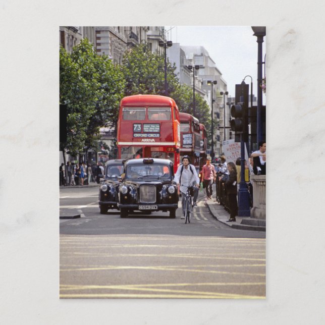 Carte Postale Bus, Taxis sur Oxford Street, Londres 1998 (Devant)