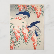 Bush et Fly Catchers en neige par Ohara Koson
