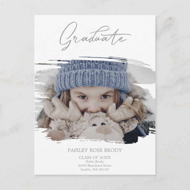 Carte Postale Bushstroke Cute Calligraphy Graduation Pré K Photo (Devant)