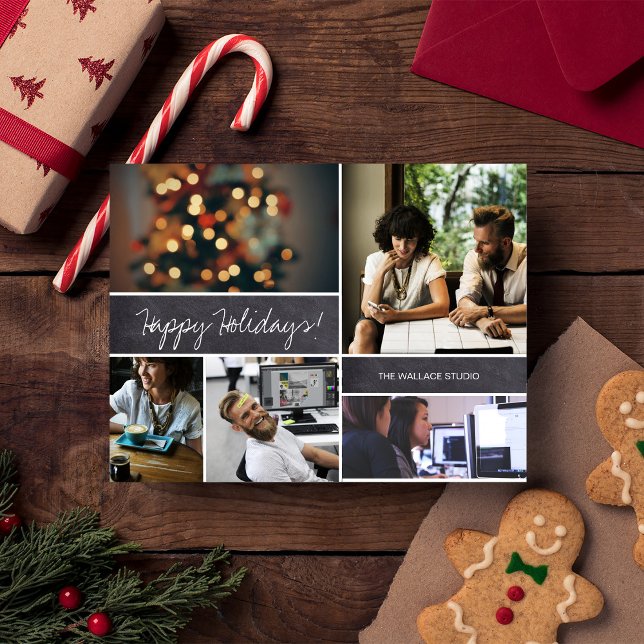 Carte Postale Business Christmas Card 2024 Happy Holidays photo (Staff photo collage happy holidays)