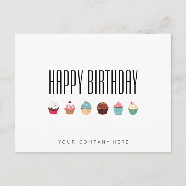 Carte Postale Business Cupcake Joyeux anniversaire (Devant)