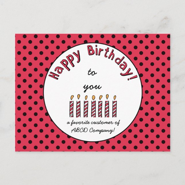 Carte Postale Business Joyeux Coupon Anniversaire Rouge (Devant)