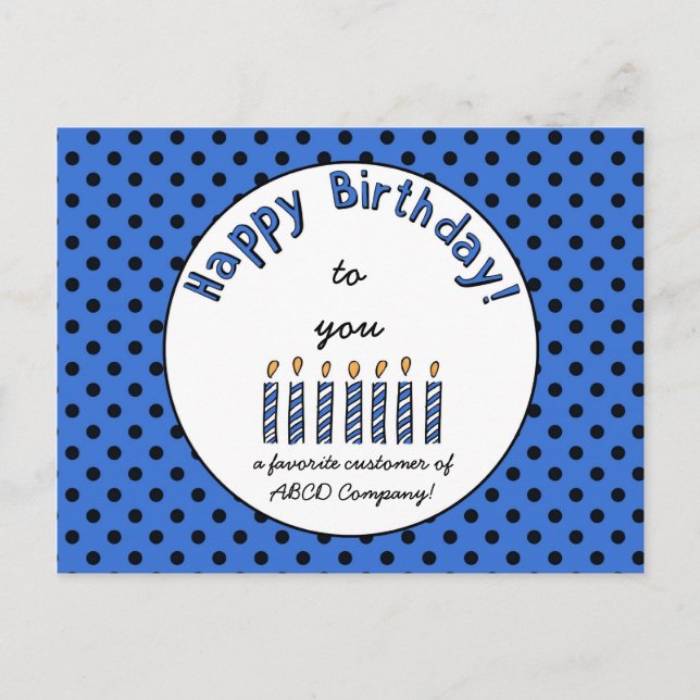 Carte Postale Business Joyeux Coupon d'anniversaire bleu (Devant)