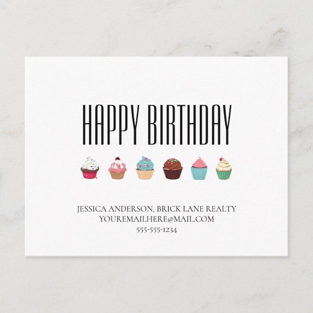 Carte Postale Business Real Estate Cupcake Joyeux anniversaire (Devant)