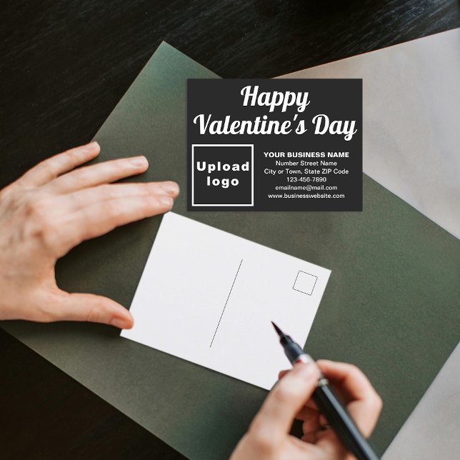 Carte postale Business Valentine Black Holiday (Business Valentine black holiday postcard to advertise your business this Valentine's Day.)