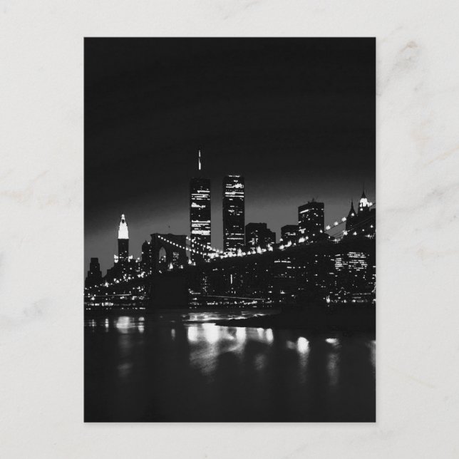 Carte Postale BW New York City la nuit (Devant)