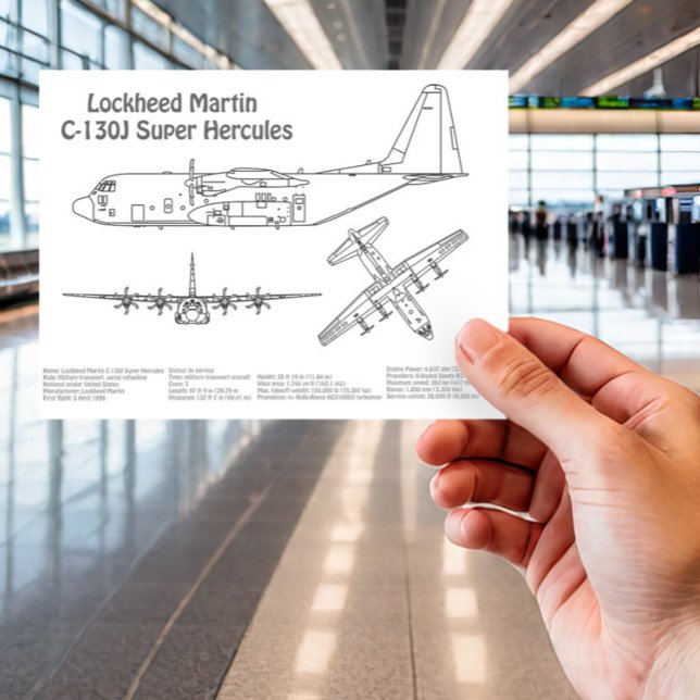 Carte Postale C-130 Hercules - Plan directeur de l'avion BD (Créateur téléchargé)