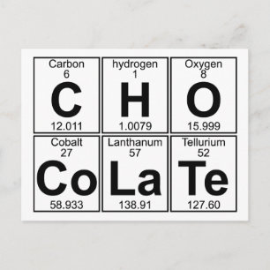 Carte Postale C-H-O-Co-La-Te (chocolat) - Complet
