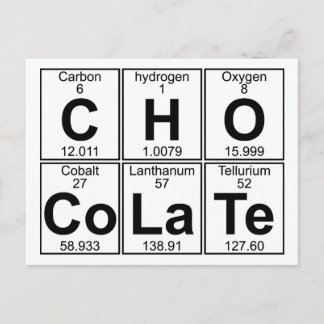 Carte Postale C-H-O-Co-La-Te (chocolat) - Complet