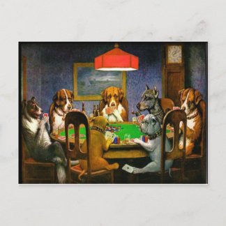 Carte Postale C. M. Coolidge Dogs Animaux Poker Cards Humour Des