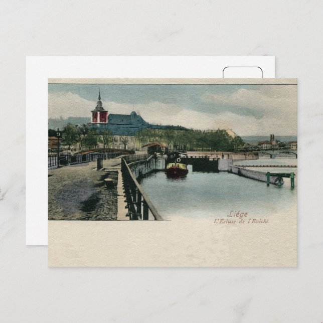 Carte Postale ca 1900 Liège l'écluse bishoprique (Devant / Derrière)