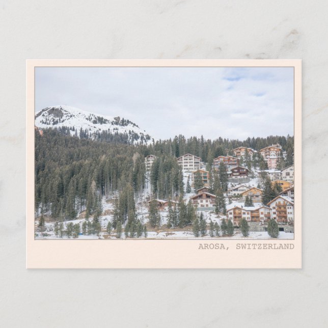 Carte Postale Cabane de ville de ski d'Arosa Suisse Art (Devant)
