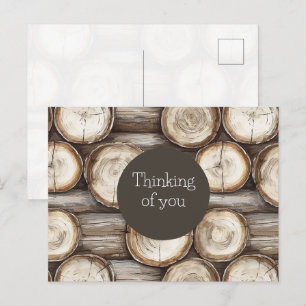 Carte Postale Cabane en bois rond Pensant à vous