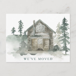 Carte Postale Cabane Rustique Aquarelle Déménagement Nouvelle Ad