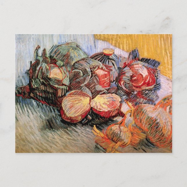 Carte Postale Cabbages rouges et oignons par van Gogh (Devant)