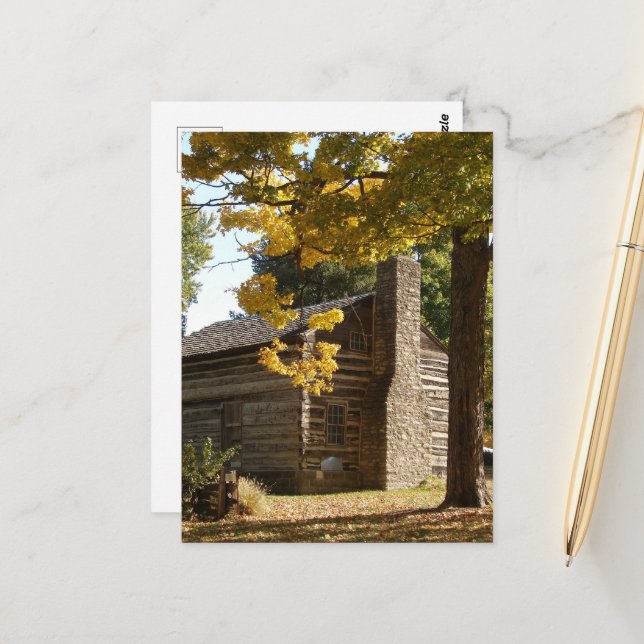 Carte Postale Cabine de journal à Washington, Iowa en automne (Devant/Arrière en situation)