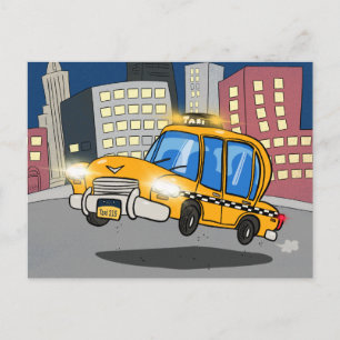 Carte Postale Cabine de taxi caricaturale