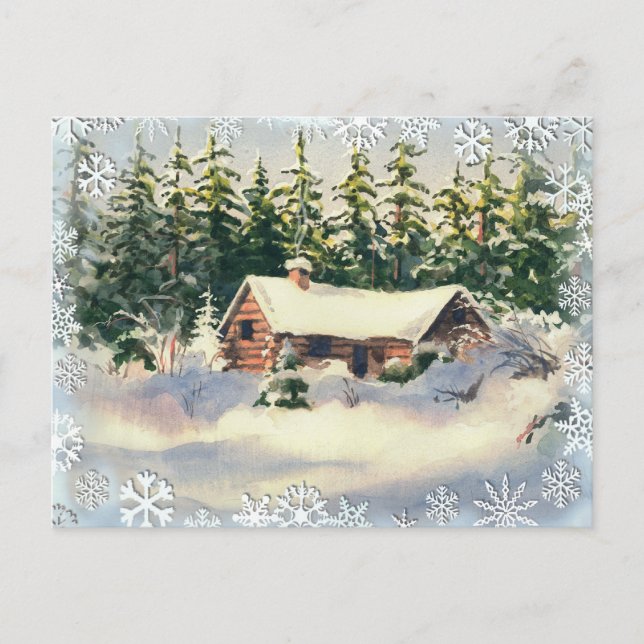 Carte Postale CABINE d'HIVER en NEIGE par SHARON SHARPE (Devant)