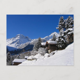 Carte Postale Cabines en rondins enneigées en Suisse