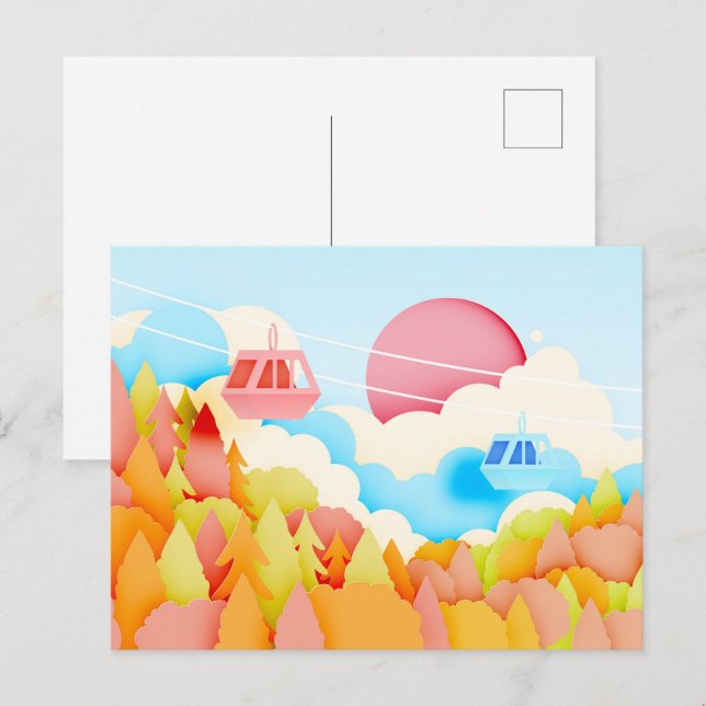 Carte Postale Câbles d'automne de papier (Devant / Derrière)