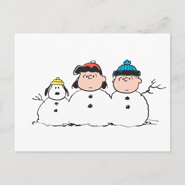 Carte Postale cacahuètes | 3 Personne Snowman (Devant)