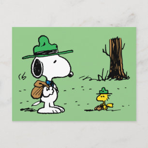 Carte Postale cacahuètes   Camping Snoopy & Woodstock