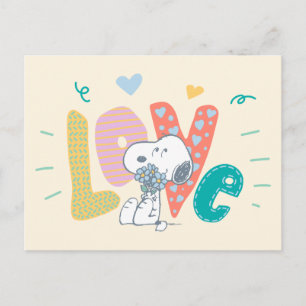 Carte Postale Cacahuètes   Fleur d'amour Snoopy