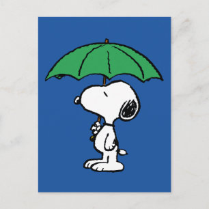 Carte Postale cacahuètes Parapluie vert Snoopy