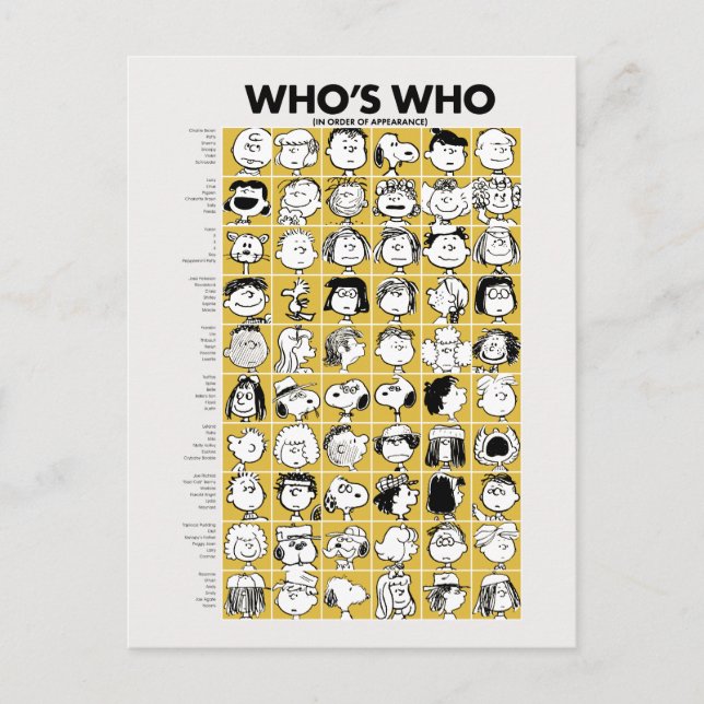 Carte Postale cacahuètes | Qui sont les personnages (Devant)
