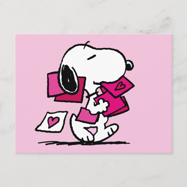 Carte Postale cacahuètes | Saint Valentin | Snoopy Avec Valentin (Devant)
