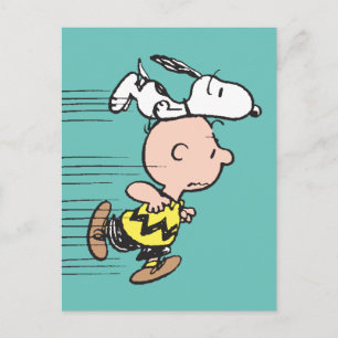 Carte Postale cacahuètes   Snoopy & Charlie Brown Run