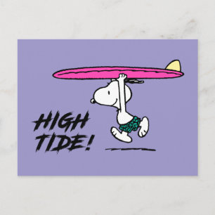Carte Postale cacahuètes Snoopy Courir sur le Surf