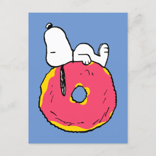Carte Postale cacahuètes Snoopy Donut rose