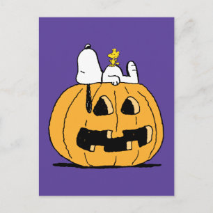 Carte Postale cacahuètes   Snoopy et Woodstock Jack-O-Lantern