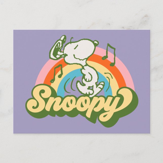 Carte Postale cacahuètes | Snoopy Music Arc en ciel (Devant)