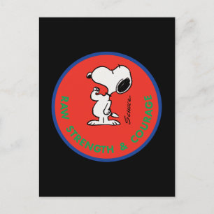 Carte Postale cacahuètes Snoopy Raw Force & Courage Badge