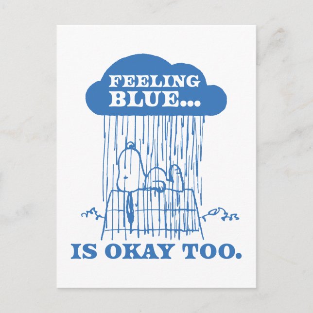 Carte Postale cacahuètes | Snoopy Sentiment Bleu Est OK Aussi (Devant)