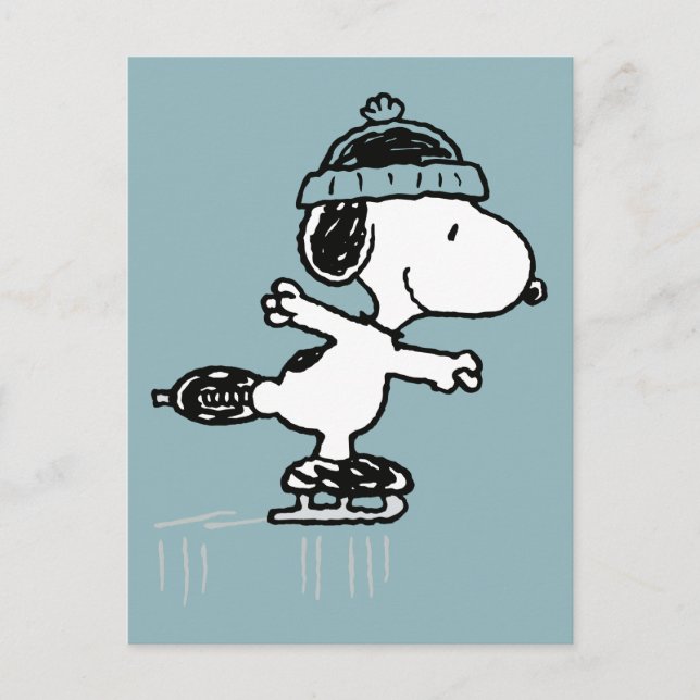 Carte Postale cacahuètes | Snoopy Sur La Glace (Devant)