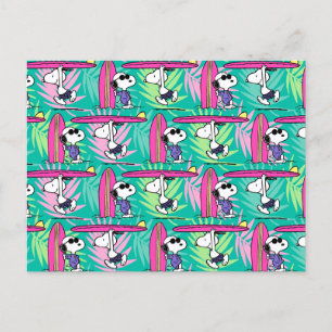 Carte Postale cacahuètes   Snoopy Turquoise Surf Motif