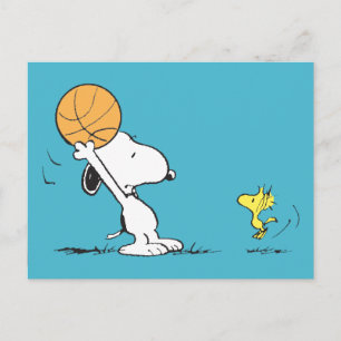 Carte Postale cacahuètes   Snoopy & Woodstock Basketball