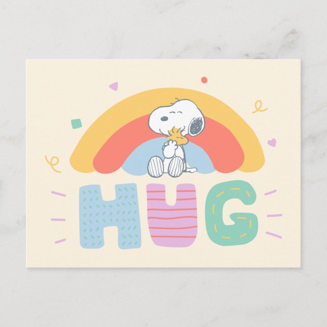 Carte Postale Cacahuètes | Snoopy & Woodstock Câlin (Devant)