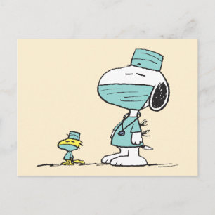 Carte Postale cacahuètes   Snoopy & Woodstock Docteurs