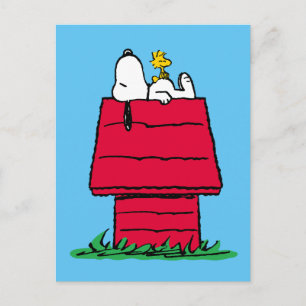 Carte Postale cacahuètes Snoopy & Woodstock Doghouse