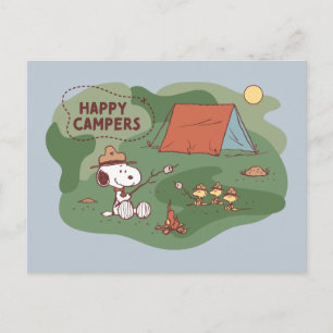 Carte Postale cacahuètes   Snoopy & Woodstock Happy Campers