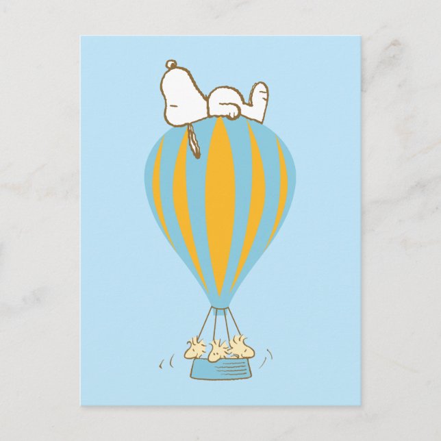 Carte Postale cacahuètes | Snoopy & Woodstock Hot Air Balloon (Devant)